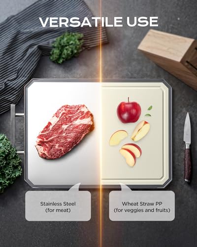 Minimalist SNOWCLAD Stainless Steel Cutting Board,Double Sided Steel