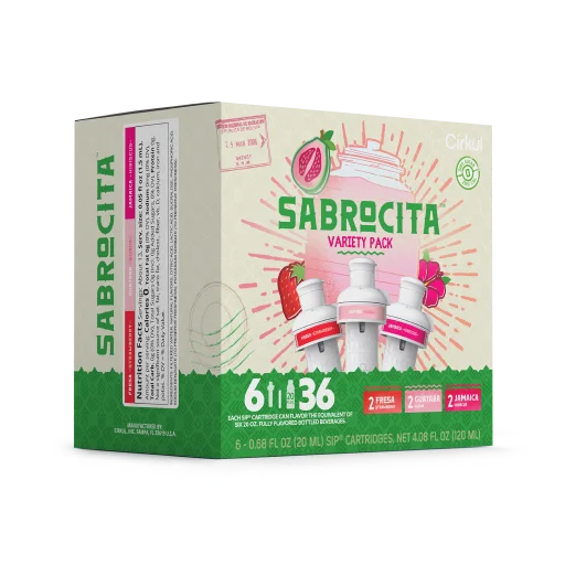 Vitamin-Infused Sabrocita 6-Pack Variety Pack E8JI - Zero-Calorie Multi-Flavor Sip Pods for Water Bottle Detail