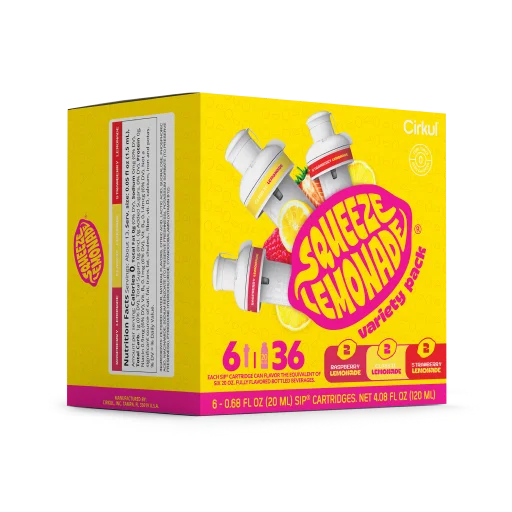 Refreshing Electrolyte Squeeze Lemonade 6-Pack Variety Pack 3TLS - Electrolyte Hydration Enhanced Taste Cartridges Detail