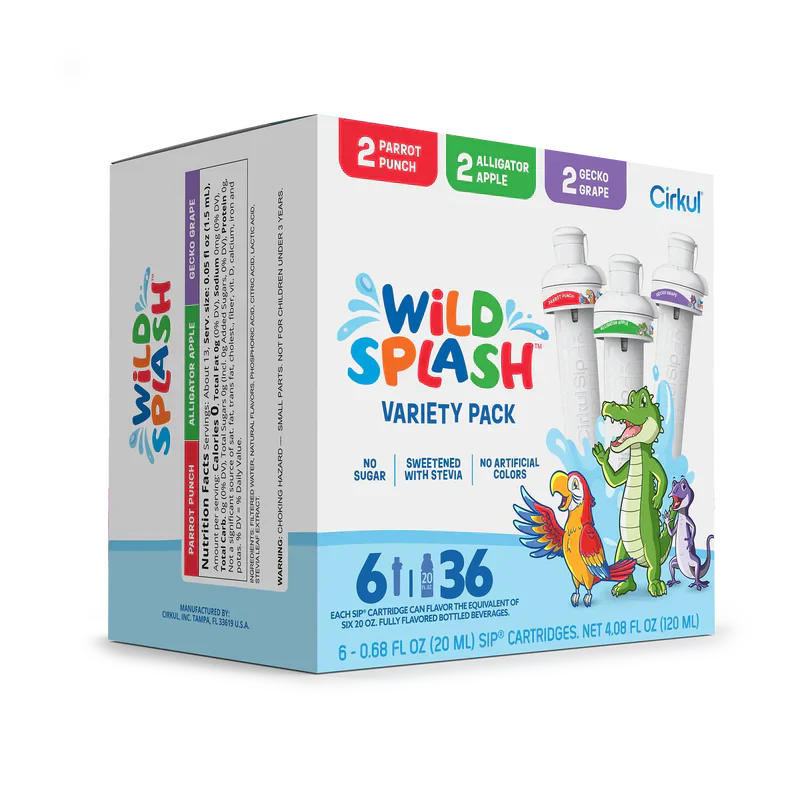 Refreshing Electrolyte Wild Splash 6-Pack Variety Pack 2TB7 - Sugar-Free Fruit Flavor Cartridge Refill Detail